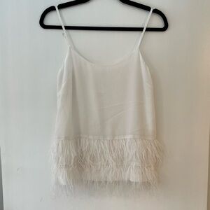 Club Monaco, silk Cami with ostrich feathers